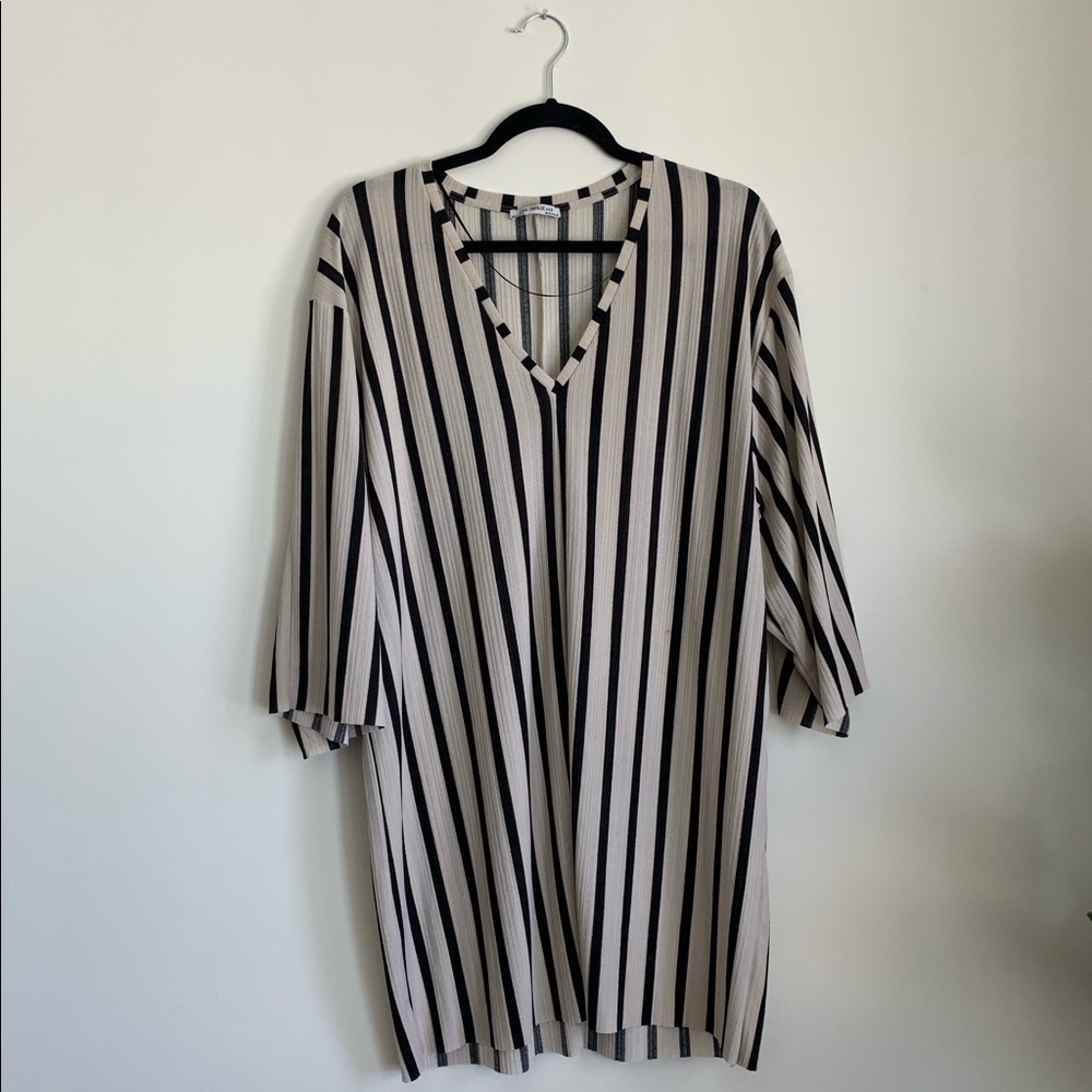 Zara Black and Cream Striped Mini Dress